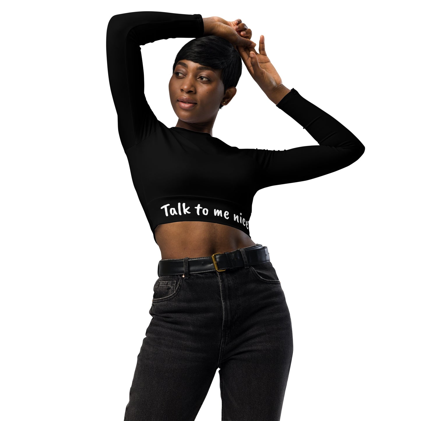 Talk to me nice long-sleeve crop top