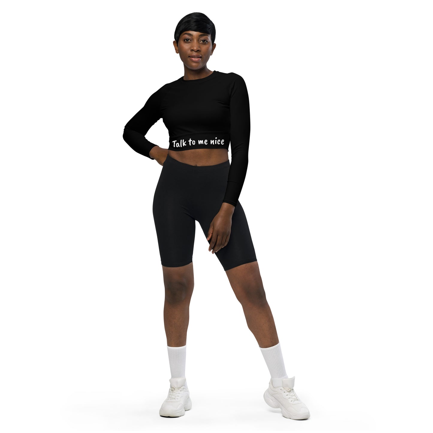 Talk to me nice long-sleeve crop top